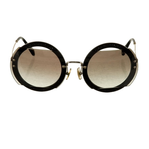 Miu Miu oversize Gradient Chic Black Round Sunglasses - comes with original box main image 13